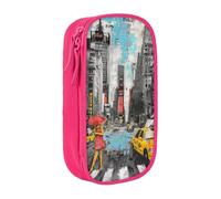 BNVSADC Love from New York Trousse à crayons imprimée avec fermeture éclair pour étudiants, adolescents, garçons, filles, adultes, noir, rose, Taille unique, Cartable