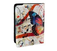 BNVSADC Musica Étui de passeport en cuir synthétique avec imprimé papillon pour homme et femme 16,5 cm, Noir , Taille unique, Moderne