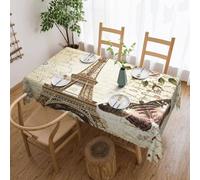 BNVSADC Nappe rectangulaire imprimée Paris Tour Eiffel 183 x 137 cm avec bord en dentelle polyester résistant à l'eau Nappe de table de salle à manger Décoration de table