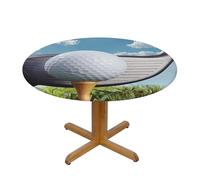 BNVSADC Nappe ronde imprimée club de golf avec bord élastique, S (122 cm de diamètre), polyester résistant à l'eau, nappe de table de salle à manger, décoration de table