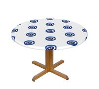 BNVSADC Nappe ronde imprimée mauvais yeux avec bord élastique, S (122 cm de diamètre), polyester résistant à l'eau, nappe de table de salle à manger, décoration de table