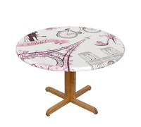 BNVSADC Nappe ronde imprimée romantique Paris papillon Eiffel avec bord élastique, S (122 cm de diamètre), tissu résistant à l'eau pour cuisine, table à manger, décoration de table