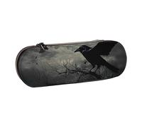 BNVSADC Night Crow Trousse à crayons et maquillage en cuir avec motif corbeau - Trousse élégante à coque rigide pour l'école, le bureau, les voyages, Noir , Taille unique, Trousse de maquillage