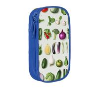 BNVSADC Présentation de divers légumes imprimés trousse à crayons avec fermeture éclair pour étudiants, adolescents, garçons, filles, adultes, noir, bleu, Taille unique, Cartable