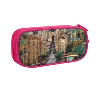 BNVSADC San Francisco Grande trousse à crayons imprimée - Jolie trousse à crayons - Organiseur de papeterie pour filles et garçons - Noir, rose, Taille unique, Cartable