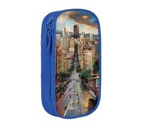 BNVSADC San Francisco Trousse à crayons imprimée avec fermeture éclair pour étudiants, adolescents, garçons, filles, adultes, noir, bleu, Taille unique, Cartable