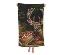 BNVSADC Serviette de bain absorbante 80 x 130 cm avec imprimé cerf à queue blanche, faon dans la nature sauvage, fibre superfine légère pour salle de bain, plage, voyage