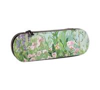 BNVSADC Terrazzo Trousse à crayons en cuir avec imprimé pastel marbré et trousse de maquillage - Trousse à crayons rigide élégante pour l'école, le bureau, les voyages, Jardin d'herbes printanières