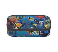 BNVSADC The Underwater World Trousse à crayons avec imprimé poissons tropicaux pour bureau, école, voyage, travail, Noir , Taille unique, Cartable