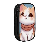 BNVSADC Trousse à crayons avec fermeture éclair et motif chat de dessin animé pour étudiants, adolescents, garçons, filles, adultes, noir, Noir , Taille unique, Cartable