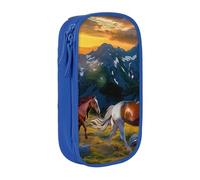 BNVSADC Trousse à crayons avec fermeture éclair - Motif cheval qui court - Pour étudiants, adolescents, garçons, filles, adultes - Noir, bleu, Taille unique, Cartable