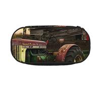 BNVSADC Trousse à crayons avec impression photo de vieux tracteur - Double fermeture éclair - Pour bureau, école, papeterie - Pour étudiants, adolescents, garçons, filles, adultes, Noir , Taille