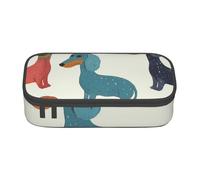 BNVSADC Trousse à crayons avec imprimé donut - Jolie trousse à crayons - Pour bureau, école, voyage, travail, Chiens Teckel mignons, Taille unique, Cartable