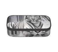 BNVSADC Trousse à crayons avec imprimé tigre blanc sauvage - Jolie trousse à crayons - Pour bureau, école, voyage, travail, Noir , Taille unique, Cartable
