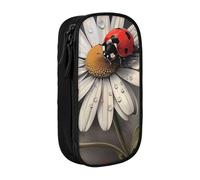 BNVSADC Trousse à crayons avec motif coccinelle avec fermeture éclair pour étudiants, adolescents, garçons, filles, adultes, noir, Noir , Taille unique, Cartable