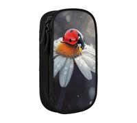 BNVSADC Trousse à crayons avec motif coccinelle sur fleur avec fermeture éclair pour étudiants, adolescents, garçons, filles, adultes, noir, Noir , Taille unique, Cartable