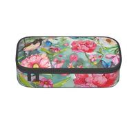 BNVSADC Trousse à crayons avec motif de flèches de chasse, triangles, cerf, jolie trousse à crayons, trousse à stylos, pour bureau, école, voyage, travail, Jardin avec oiseaux et fleurs, Taille unique