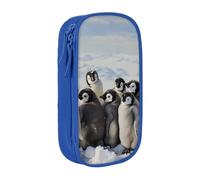 BNVSADC Trousse à crayons avec motif de jeunes pingouins avec neige - Fermeture éclair - Jolie boîte à crayons pour étudiants, adolescents, garçons, filles, adultes, noir, bleu, Taille unique,