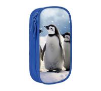 BNVSADC Trousse à crayons avec motif de jeunes pingouins avec neige - Fermeture éclair - Jolie boîte à crayons pour étudiants, adolescents, garçons, filles, adultes, noir, bleu, Taille unique,