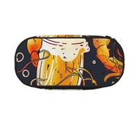 BNVSADC Trousse à crayons avec motif imprimé bières et écrevisses à double fermeture éclair pour bureau, école, papeterie, pour étudiants, adolescents, garçons, filles, adultes, Noir , Taille unique,