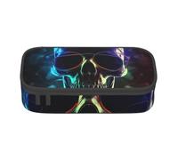 BNVSADC Trousse à crayons avec motif tête de mort - Jolie trousse à crayons - Trousse à crayons - Organiseur de papeterie pour l'école, les voyages, le travail, Noir , Taille unique, Cartable