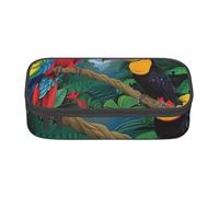 BNVSADC Trousse à crayons avec silhouette de fougère et feuille de fougère naturelle - Jolie trousse à crayons - Trousse à crayons pour bureau, école, voyage, travail, Perchoir pour aras et toucan