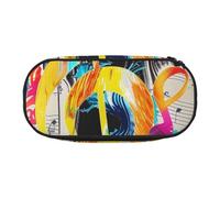 BNVSADC Trousse à crayons colorée avec notes de musique imprimées à double fermeture éclair pour bureau, école, papeterie, pour étudiants, adolescents, garçons, filles, adultes, Noir , Taille unique,
