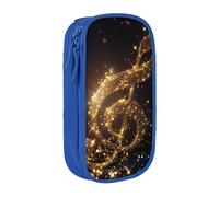 BNVSADC Trousse à crayons dorée avec note de musique avec étoile brillante tombée, fermeture éclair, pour étudiants, adolescents, garçons, filles, adultes, noir, bleu, Taille unique, Cartable