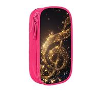 BNVSADC Trousse à crayons dorée avec note de musique avec étoile brillante tombée, fermeture éclair, pour étudiants, adolescents, garçons, filles, adultes, noir, rose, Taille unique, Cartable