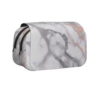 BNVSADC Trousse à crayons double couche avec imprimé de cochons d'Inde - Grande capacité - Pour étudiants, enfants, adolescents, artistes, voyages et bureau, Marbre blanc or rose., Taille unique