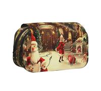 BNVSADC Trousse à crayons double couche avec imprimé de paon - Grande capacité - Pour étudiants, enfants, adolescents, artistes, voyages et bureau, Joyeux Noël 1, Taille unique, Trousse de maquillage