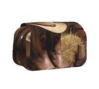 BNVSADC Trousse à crayons double couche avec imprimé fleur d'hibiscus - Grande capacité pour les étudiants, les enfants, les adolescents, les artistes, les voyages et le bureau, Chapeau de cowboy