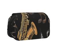 BNVSADC Trousse à crayons double couche imprimée planète - Grande capacité pour les étudiants, les enfants, les adolescents, les artistes, les voyages et le bureau, Notes de musique aigus, Taille