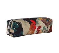 BNVSADC Trousse à crayons en cuir avec imprimé coq et poule avec fermeture éclair pour l'école, le bureau, les voyages, blanc, Taille unique, Trousse de maquillage