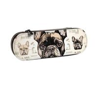 BNVSADC Trousse à crayons en cuir avec imprimé « I Love French Bulldog » - Trousse à crayons rigide élégante pour l'école, le bureau, les voyages, Noir , Taille unique, Trousse de maquillage