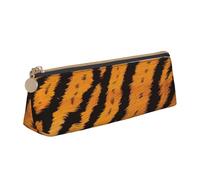 BNVSADC Trousse à crayons en cuir avec motif à rayures et tigre - Pour l'école, le bureau, les voyages, blanc, Taille unique, Cartable