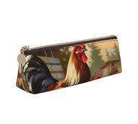 BNVSADC Trousse à crayons en cuir avec motif de poulet et coq imprimé de la ferme - Trousse à crayons mignonne pour l'école, le bureau, les voyages, blanc, Taille unique, Cartable