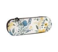 BNVSADC Trousse à crayons en cuir avec motif floral bleu imprimé roses et trousse de maquillage - Trousse à crayons rigide élégante pour l'école, le bureau, les voyages, Noir , Taille unique, Trousse