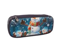 BNVSADC Trousse à crayons en cuir imprimé bonhomme de neige d'hiver et trousse de maquillage - Trousse élégante pour l'école, le bureau, les voyages, Noir , Taille unique, Trousse de maquillage