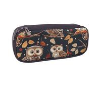 BNVSADC Trousse à crayons en cuir imprimé hiboux sur une branche d'arbre - Trousse à crayons élégante pour l'école, le bureau, les voyages, Noir , Taille unique, Trousse de maquillage