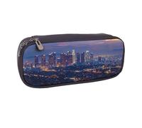 BNVSADC Trousse à crayons en cuir imprimé Los Angeles Skyline - Trousse élégante pour l'école, le bureau, les voyages, Noir , Taille unique, Trousse de maquillage