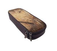 BNVSADC Trousse à crayons en similicuir imprimé éléphant africain et trousse de maquillage, jolie trousse à crayons, trousse de papeterie, pochette pour l'école, le bureau, les voyages, Cœur en bois