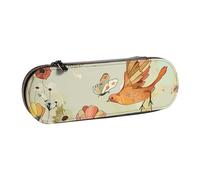 BNVSADC Trousse à crayons et maquillage en cuir avec imprimé d'animaux Otomi mexicains - Trousse à crayons rigide élégante pour l'école, le bureau, les voyages, Poule Papillons Volants Parmi Fleurs 2