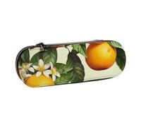 BNVSADC Trousse à crayons et maquillage en cuir avec motif chouette et branches d'arbre - Trousse à crayons rigide élégante pour l'école, le bureau, les voyages, Fleurs jaunes et orangers, Taille