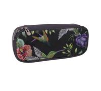 BNVSADC Trousse à crayons et maquillage en cuir avec motif colibris et broderies - Trousse élégante pour l'école, le bureau, les voyages, Noir , Taille unique, Trousse de maquillage