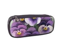 BNVSADC Trousse à crayons et maquillage en cuir avec motif de pensées - Trousse élégante pour l'école, le bureau, les voyages, Noir , Taille unique, Trousse de maquillage