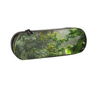 BNVSADC Trousse à crayons et maquillage en cuir avec motif rayures dorées et roses - Trousse à crayons rigide élégante pour l'école, le bureau, les voyages, Fleurs dans la forêt tropicale, Taille