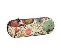BNVSADC Trousse à crayons et maquillage en cuir imprimé avec illustration de cochon d'Inde - Trousse à crayons rigide élégante pour l'école, le bureau, les voyages, Amusants chats, oiseaux et fleurs