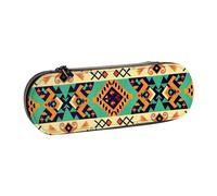 BNVSADC Trousse à crayons et maquillage en cuir imprimé avec illustration de cochon d'Inde - Trousse à crayons rigide élégante pour l'école, le bureau, les voyages, Motif géométrique ethnique, Taille