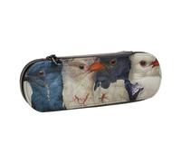 BNVSADC Trousse à crayons et maquillage en cuir imprimé avec illustration de cochon d'Inde - Trousse à crayons rigide élégante pour l'école, le bureau, les voyages, Quatre oiseaux., Taille unique